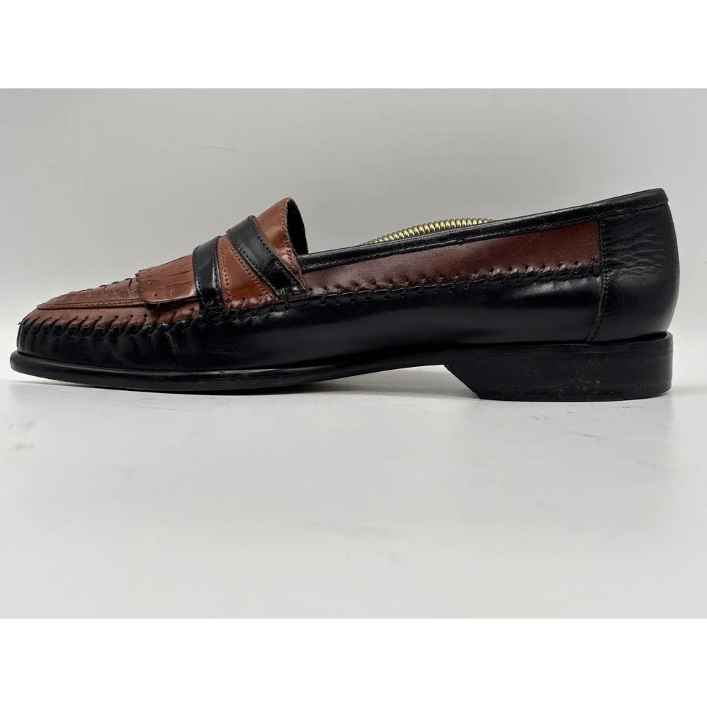 Giorgio Brutini Le Glove Geneva Men's 9D Brown Leather Woven Kiltie Loafers